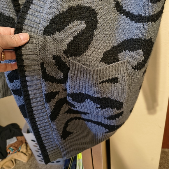SHEIN Black & Gray Animal Print Open Front Cardigan - Picture 5 of 10